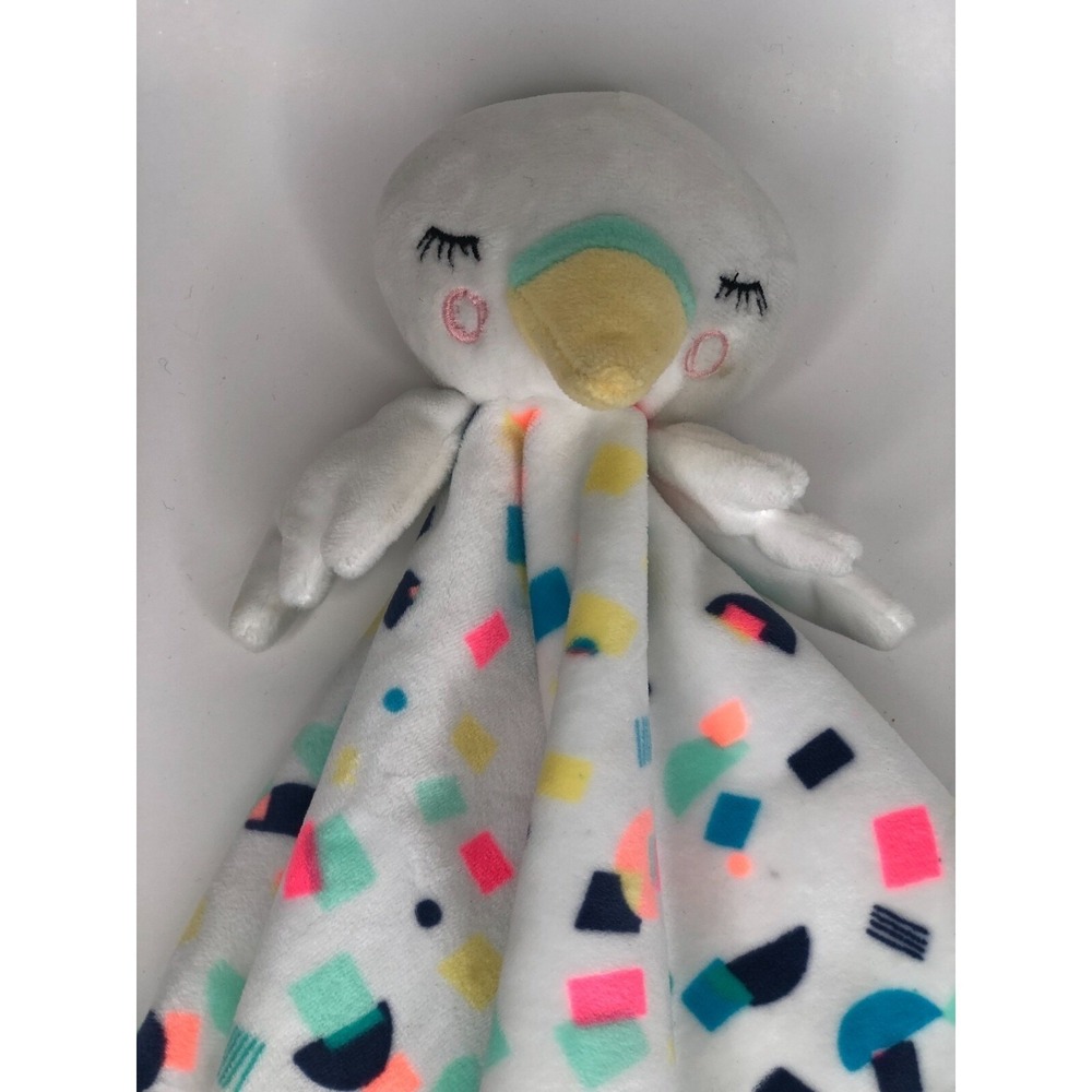 Oh Joy! Bird Baby Security Blanket Lovey One Size White Neon Geometric Confetti - Picture 2 of 5